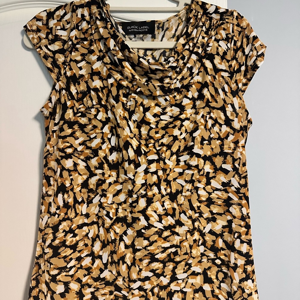 Black Label Fitted Black and Tan Blouse